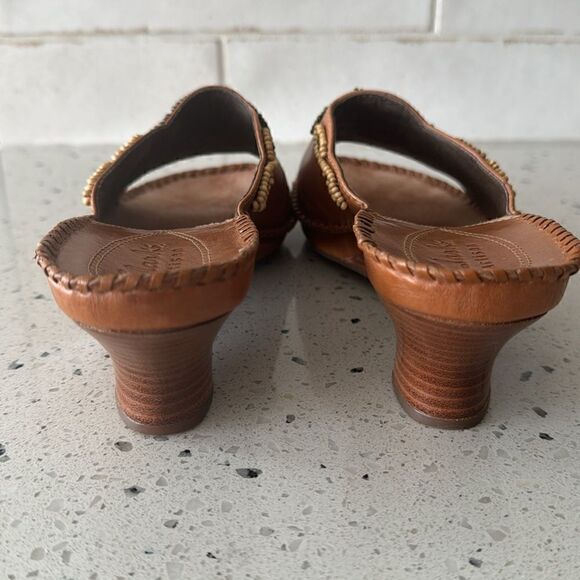 Clarks Artisan Women’s Tan Leather Beaded Boho Wedge Open Toe Sandals Shoes 7.5 - Picture 5 of 15